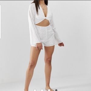 White front twisted romper